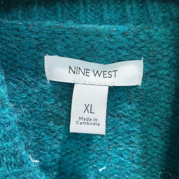 NWT Nine West Persian Teal Chunky Cable Knit Sweater XL - Picture 3 of 7
